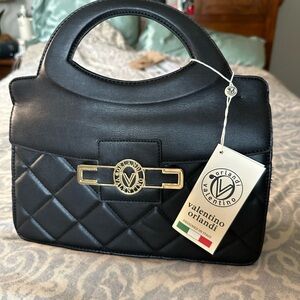 Valentino Orlandi Black Quilted Satchel
